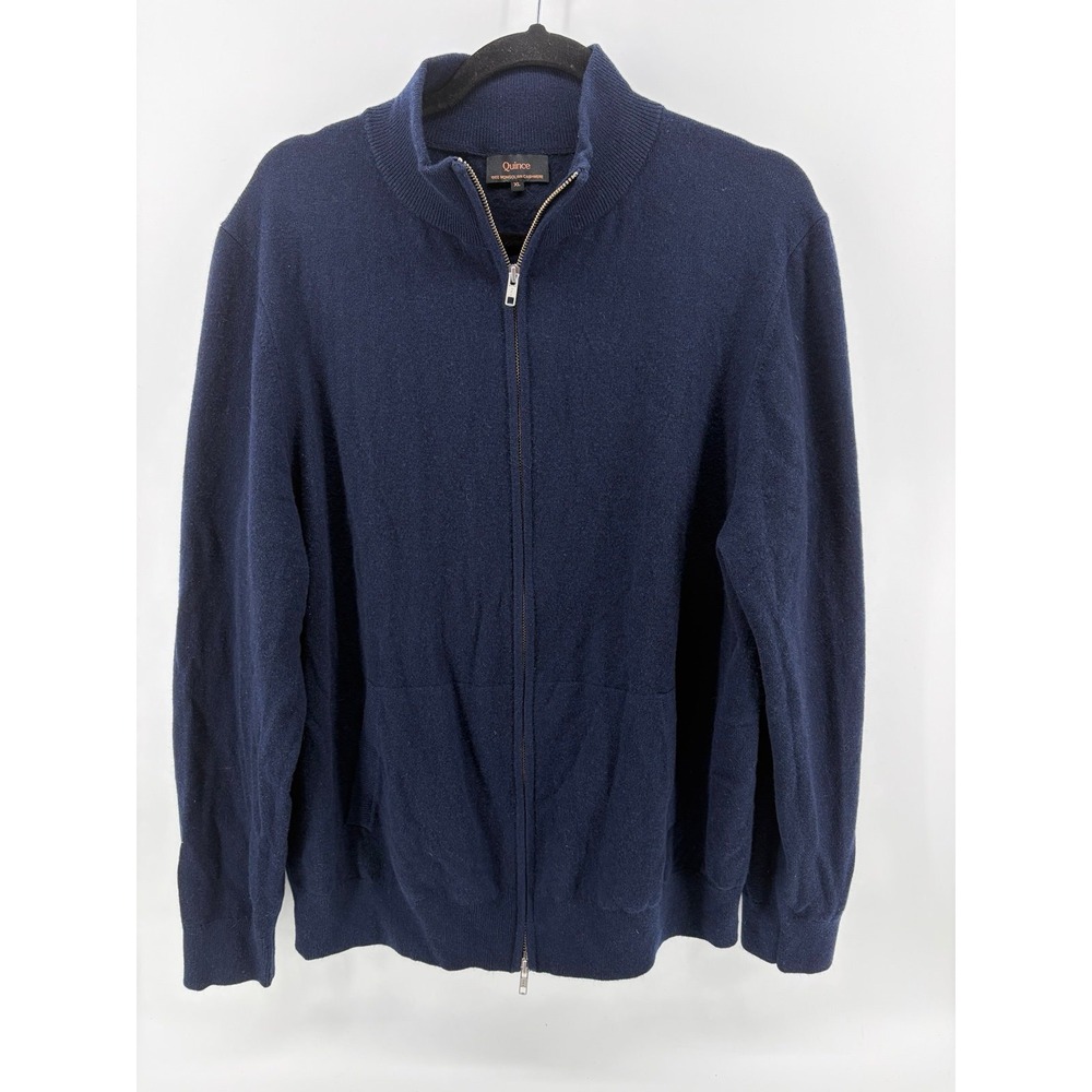 Quince, Mongolian Cashmere, Full Zip Sweater, True Navy, Men's Size XL